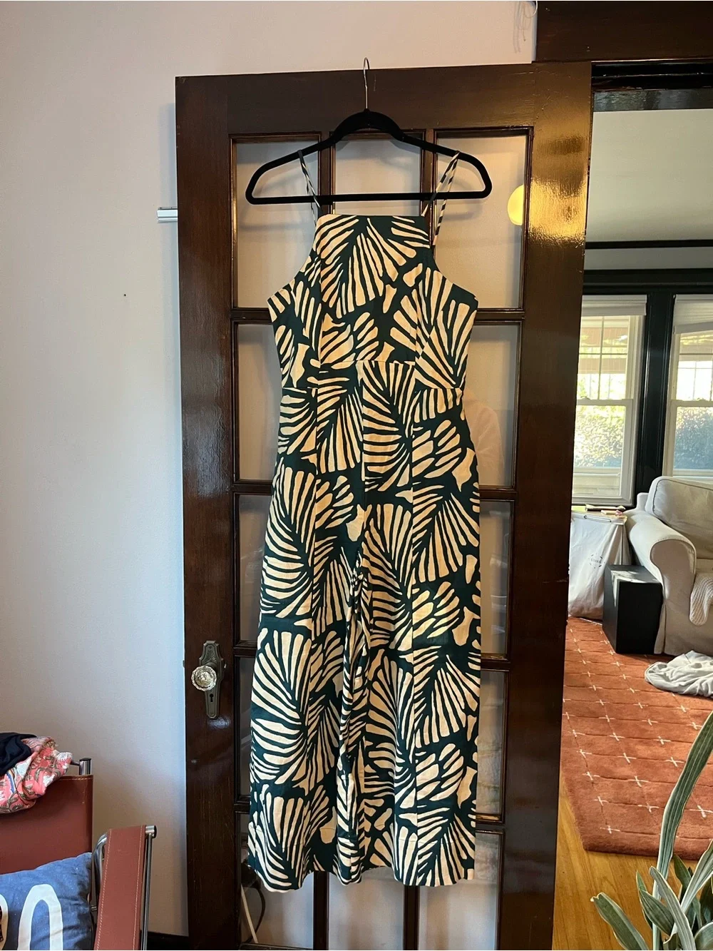 NWT! Banana Republic Wide-Leg Palm Print Jumpsuit in Green & Cream